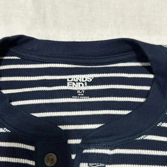 Lands End Striped Blue /White Henley Mems Xl/T 46-48 - Picture 3 of 5